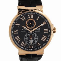 Ulysse Nardin Maxi Marine Chronometer Black Auto Date Gold Mens Watch 266-67/42