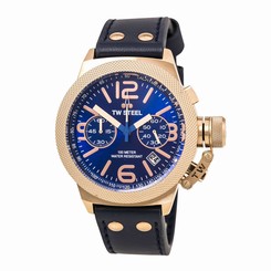 TW Steel CS63 Gent's Chrono Blue Dial Blue Leather Strap Watch
