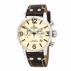 TW Steel MS23 Gent's Chrono Cream Dial Brown Leather Strap Watch