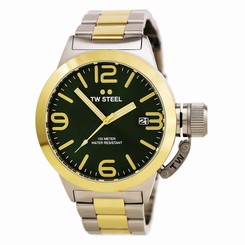 TW Steel CB61 Gents Canteen Green Dial Two Tone Yellow Steel Watch