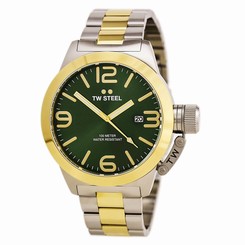 TW Steel CB62 Gents Canteen Two Tone Yellow Steel Green Dial Watch