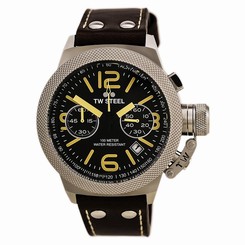 TW Steel CS33 Gent's Black Dial Dark Brown Strap Chrono Date Watch