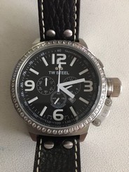 TW Steel Canteen Leather Strap 50mm Mens Chronograph Watch Oversize