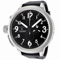 U-BOAT Men's 1247 Flightdeck Automatic Chronograph 55mm Black Dial Black Rubber