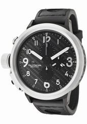 U-BOAT Men's 6120 Flightdeck Automatic Chronograph 50mm Blk PVD Steel Bezel