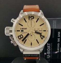 U-Boat Classico Cas 2 / 45mm Ref. 2268 Ivory Dial Chronograph Watch Box & Paper