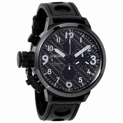 U-Boat Black Dial Black Leather and Rubber Strap Mens Watch UB7116