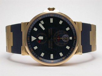 ULYSSE NARDIN MAXI MARINE CHRONOMETER BLUE WAVE DIAL 266-68 MENS WATCH