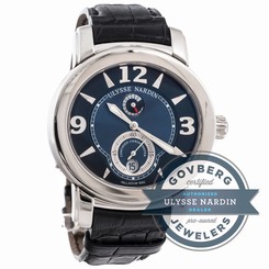 Ulysse Nardin Macho Palladium 950 27870632 Auto Blue Black Mens Strap Watch Date