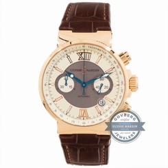Ulysse Nardin Maxi Marine Chrono 356-66/354 Auto Rose Gold Mens Strap Watch Date