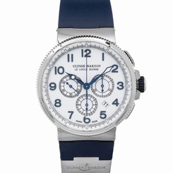 Ulysse Nardin Marine Chrono Date Steel 43mm Blue Strap Mens Watch 1503-150-3/60 794504202649