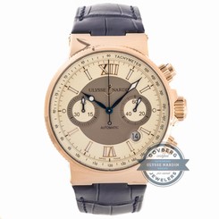 Ulysse Nardin Maxi Marine Chrono 356-66-3/354 Auto Rose Gold Mens Strap Watch