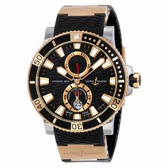 Ulysse Nardin Maxi Marine Diver Black Dial 18K Rose Gold Mens Watch 265-90-3-92 717449300492