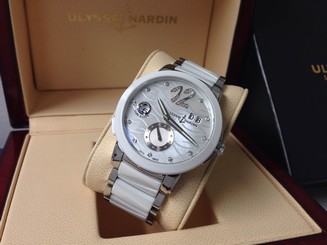 ULYSSE NARDIN Executive Dual Time GMT 243-10-7 MOP Diamond Dial SS-Ceramic 40mm