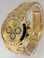 Rolex Daytona Zenith 18k Yellow Gold Diamond Dial Watch & Box 16528