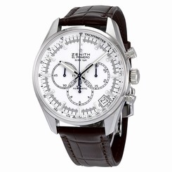 Zenith El Primero Chronograph White Dial Brown Leather Mens Watch 03208040001C49