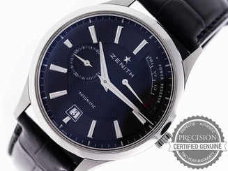 NEW ZENITH ELITE CAPTAIN POWER RESERVE DATE BLACK DIAL MEN'S 03.2120.685/22.C493