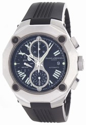 Baume & Mercier Mens Riviera Black Dial Black Rubber Strap Automatic Watch 65605