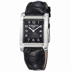 Baume & Mercier Mens Hampton Black Dial Black Leather Strap Watch 10019 7612456708169