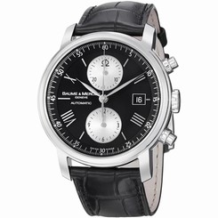 BAUME-ET-MERCIER CLASSIMA MEN'S 42MM AUTOMATIC BLACK CALFSKIN DATE WATCH 8733 25141087338