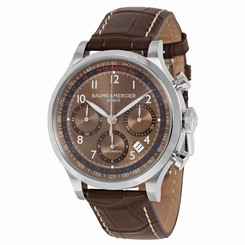 Baume and Mercier Capeland Chronograph Brown Dial Brown Leather Mens Watch 10043