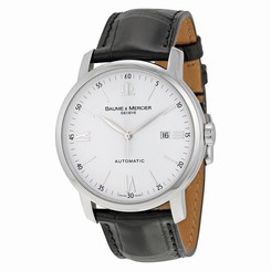 Baume and Mercier Classima Automatic White Dial Black Leather Mens Watch 08592
