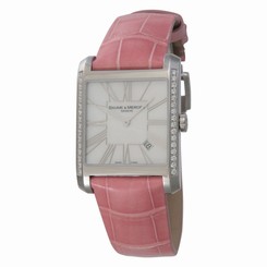 New BAUME & MERCIER Hampton Pink Leather Quartz Diamond MOA08743 Ladies Watch,AS