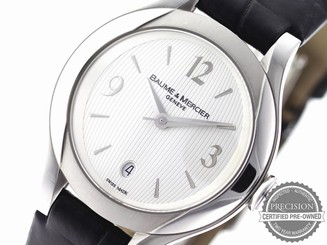 BAUME & MERCIER ILEA LADIES' QUARTZ WHITE DIAL BLACK LEATHER STRAP 30MM MOA8768