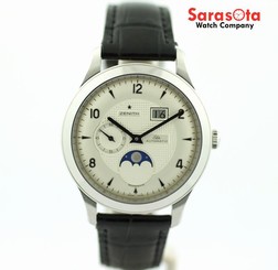 Zenith Elite 03.1125.691 Stainless Steel Leather Automatic Moonphase Men's Watch