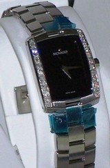 New Women's Movado Eliro Black 0.30ct.aprx.custom set real diamond Watch 0605378