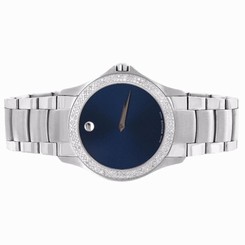 Masino Movado Mens Watch Navy Blue Dial Genuine Diamonds 1.0 CT Analog 38 MM