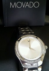 New Men's Movado silver Luno 0606379 0.80ct.aprx.custom set real  Diamond Watch
