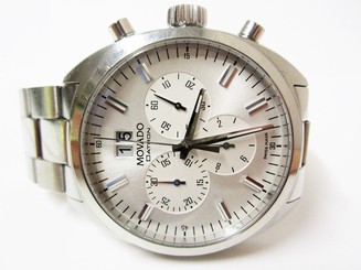 Movado Mens "Datron" Chronograph Stainless Steel Silver Dial Watch - 0606477