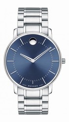 New! Movado TC Thin Blue Dial Stainless Steel Bracelet Men's Watch 0606688