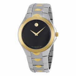 New Movado Luno Sport Two Tone Stainless Steel Black Dial Men's Watch 0606906
