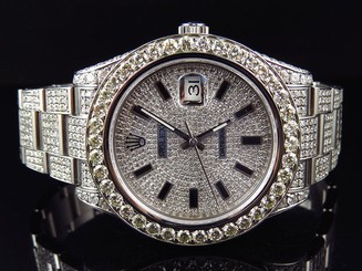 Mens Full Iced 41 MM 116300 Rolex Date Just II 2 With Genuine Diamonds 28.5 Ct 845960034548