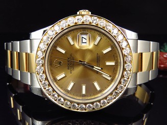 Mens New 41 MM 116333 Rolex Date Just II 2 With Two Tone Genuine Diamond Bezel 845960002370