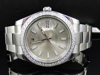 Brand New Mens 41 MM Rolex Datejust 2 II Watch with 2.15Ct Diamond Bezel 116520
