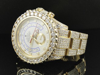 Amazing Mens Rolex Yatchmaster 2 II 18k Yellow Gold Diamond Watch with 36 Ct