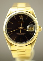 VINTAGE ROLEX 1550 DATE 34MM 14K GOLD CAP OYSTER BAND 14K BEZEL MENS WATCH