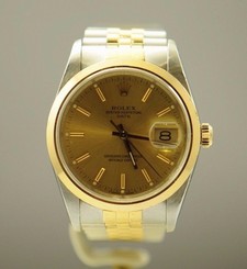 ROLEX 15200 DATEJUST 34MM 2 TONE JUBILEE BAND 18K BEZEL DIAL MENS WATCH W/ PAPER