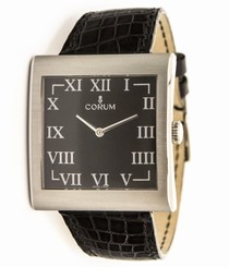 Corum Buckingham Steel Black Leather Men's Square Watch 157.181.20 BN42 NEW HOT