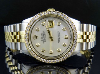 Mens Rolex Datejust 2 Tone 18k Gold 36MM Steel Jubilee Band Diamond Watch 4.25CT
