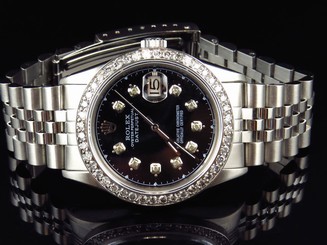 Mens Rolex 36 MM Datejust Oyster Quickset Stainless Steel Diamond Watch 3.0 Ct