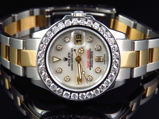 Ladies 2 Tone Rolex Yacht Master Band 29 MM 169623 Diamond Watch 18k/Steel Band