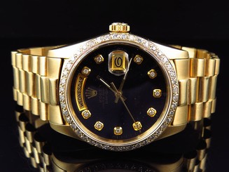 18k Yellow Gold Mens 36 MM Rolex President Day-Date 18038 Diamond Bezel Watch