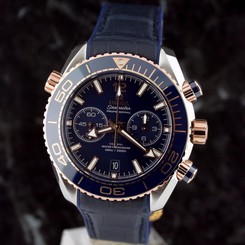 bnib OMEGA SEAMASTER 18k Gold/SS Planet Ocean Chrono BLUE 215.23.46.51.03.001
