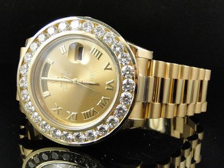 Amazing Mens Rolex Day-Date 2 II 18k 41MM Presidant Yellow Gold Diamond Watch