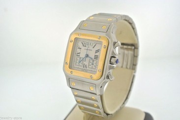 Cartier Santos Galbee 18kt Yellow Gold & Stainless Steel Men's Watch, Swiss Made