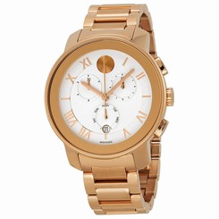 New Movado Bold Luxe Rose Gold-Tone Chronograph 40mm Unisex Watch 3600207